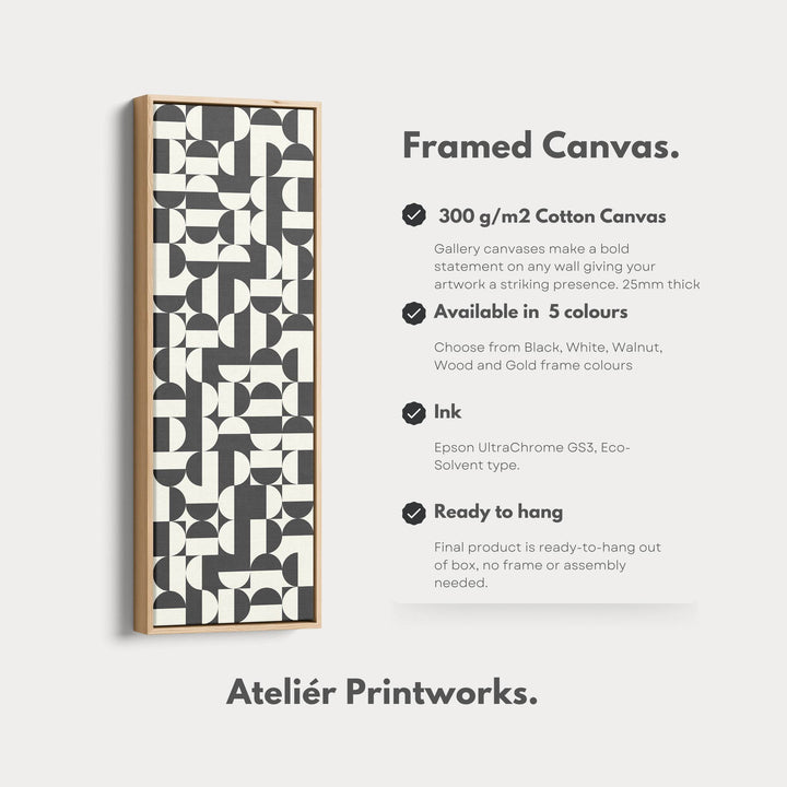 Bauhaus Geometric Pattern Tall Vertical Wall Canvas for Office or Living Room - Atelier Printworks