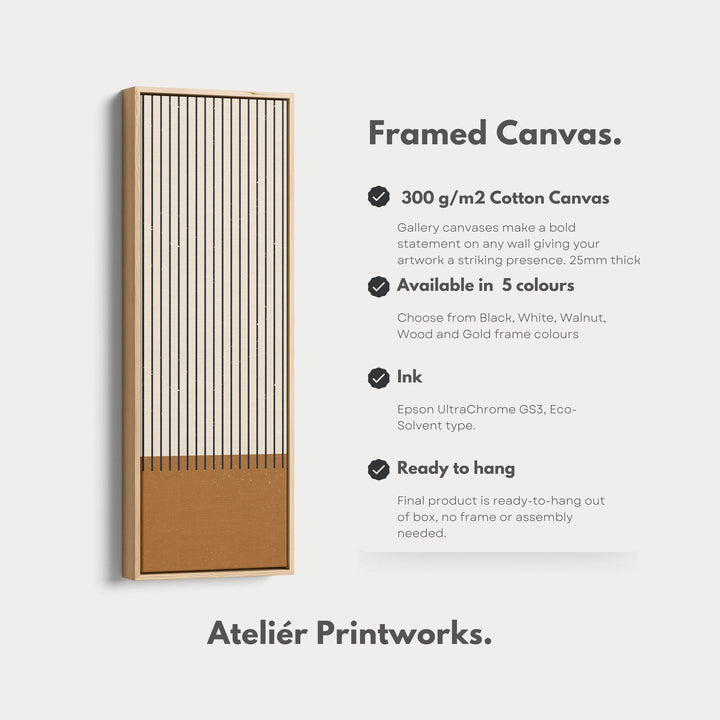 Minimalist Sun and Stripes Narrow Vertical Canvas Wall Art for Entryway or Bedroom - Atelier Printworks