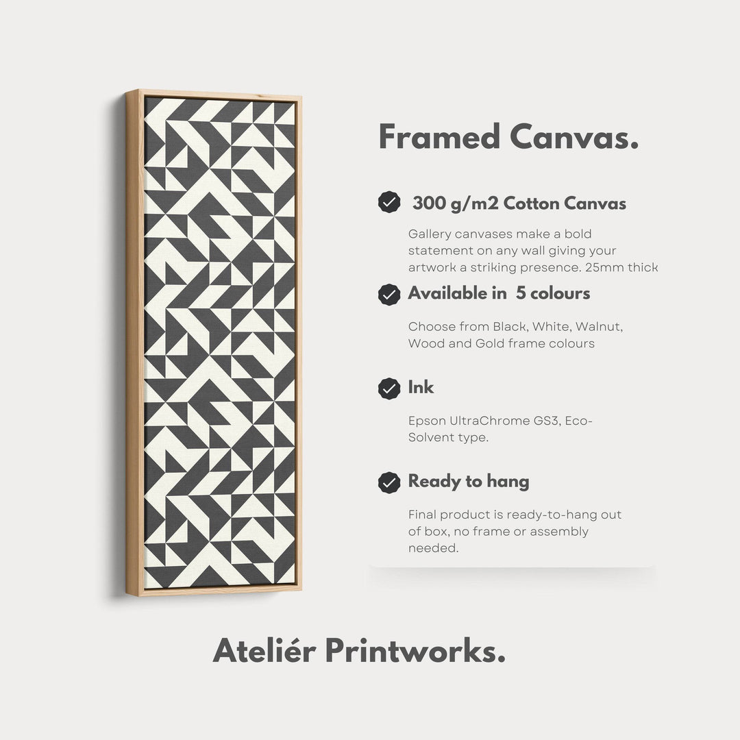 Geometric Arrows Long Narrow Canvas Wall Art for Hallway or Office - Atelier Printworks