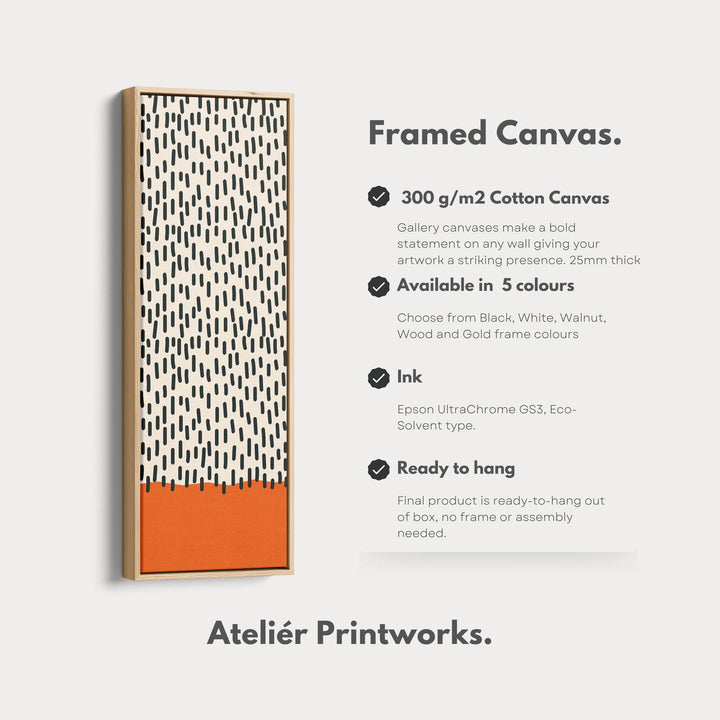 Retro Curved Lines Mustard Vertical Framed Canvas Wall Art for Living Room or Hallway - Atelier Printworks