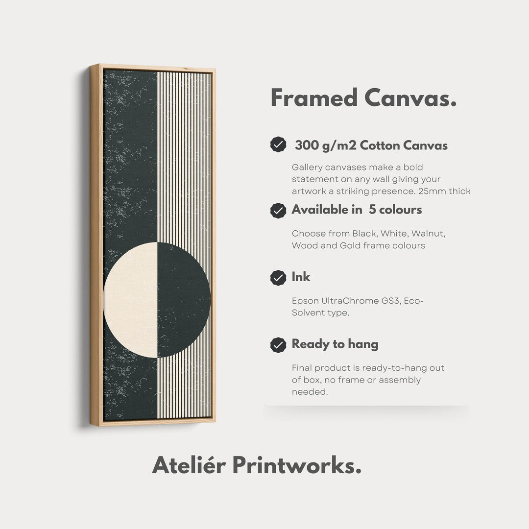 Chevron Sun Abstract Vertical Framed Canvas Wall Art for Hallway or Bedroom - Atelier Printworks