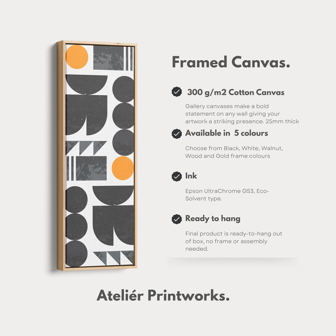 Abstract Half Moon Pattern Vertical Framed Canvas Wall Art for Bedroom or Office - Atelier Printworks