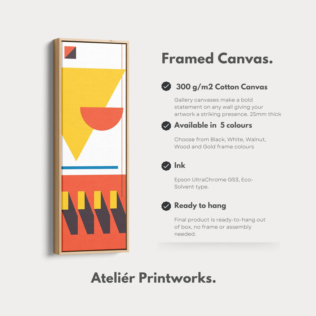 Bauhaus Inspired Vertical Framed Canvas Wall Art for Living Room or Bedroom - Atelier Printworks