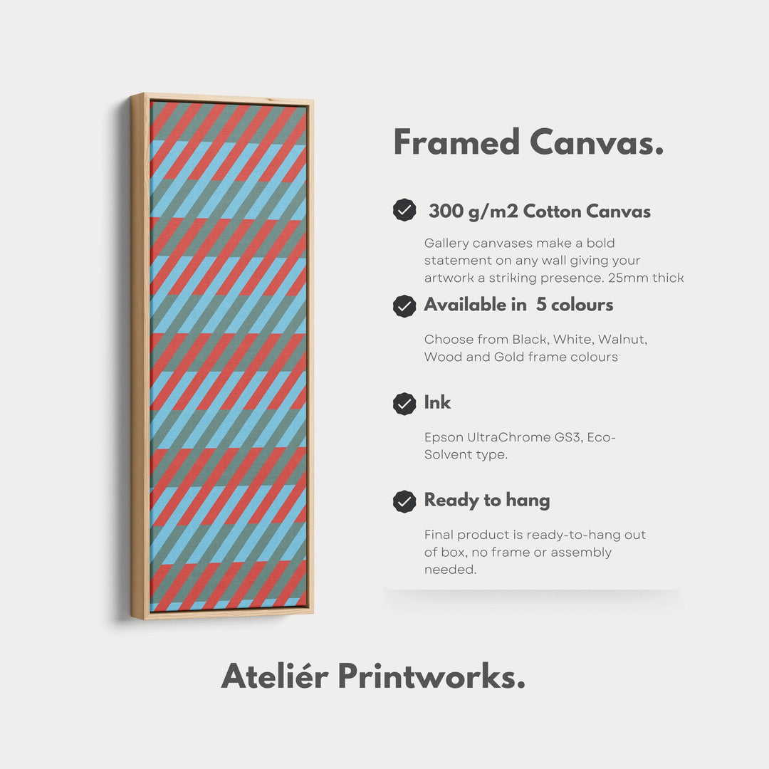 Abstract Stripe Geometry Vertical Framed Canvas Wall Art for Bedroom or Studio - Atelier Printworks