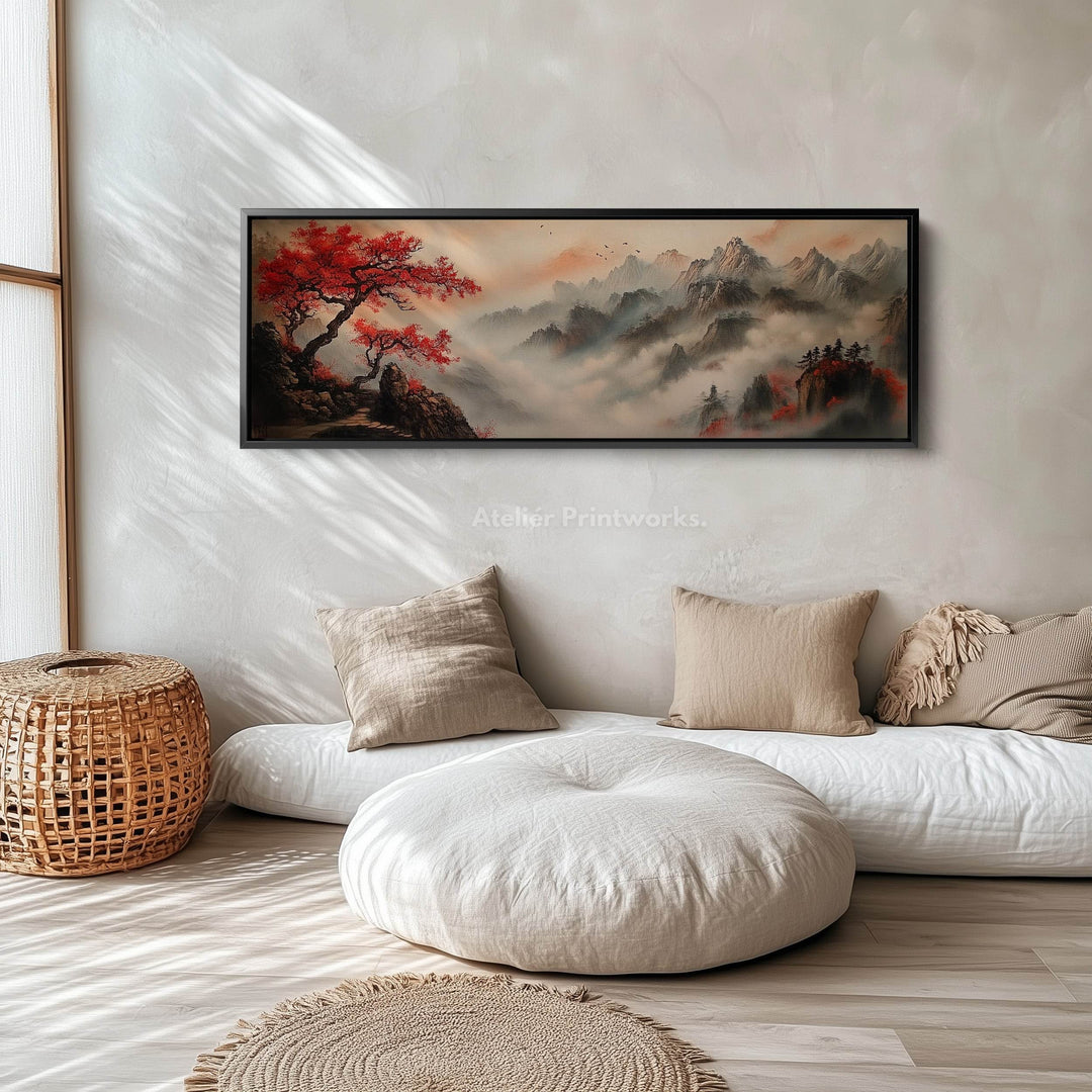 Chinese Landscape Panoramic Wall Art Large Framed Canvas - Atelier Printworks