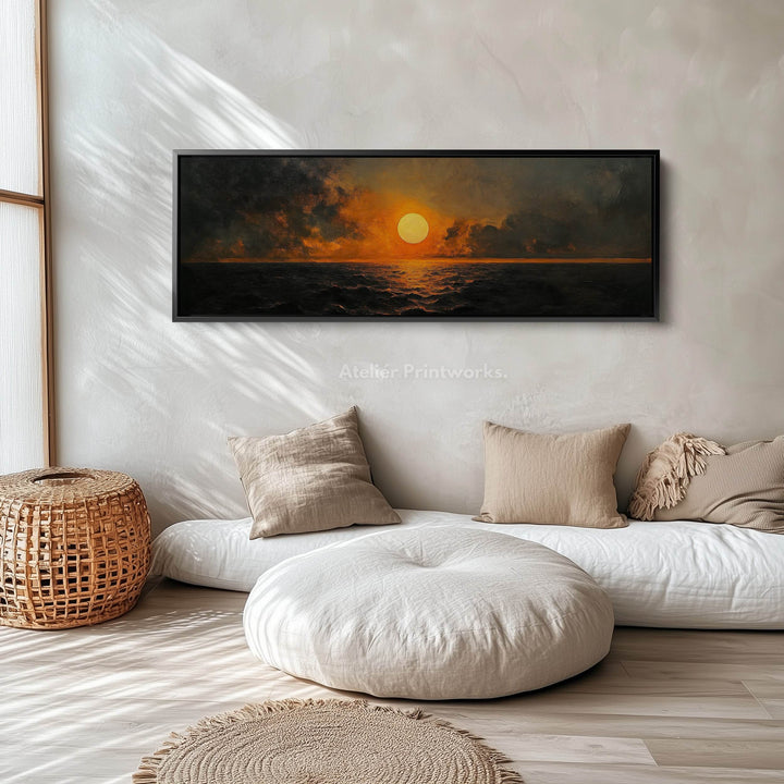 Long Horizontal Wall Art Above Bed Decor Abstract Sunset - Atelier Printworks
