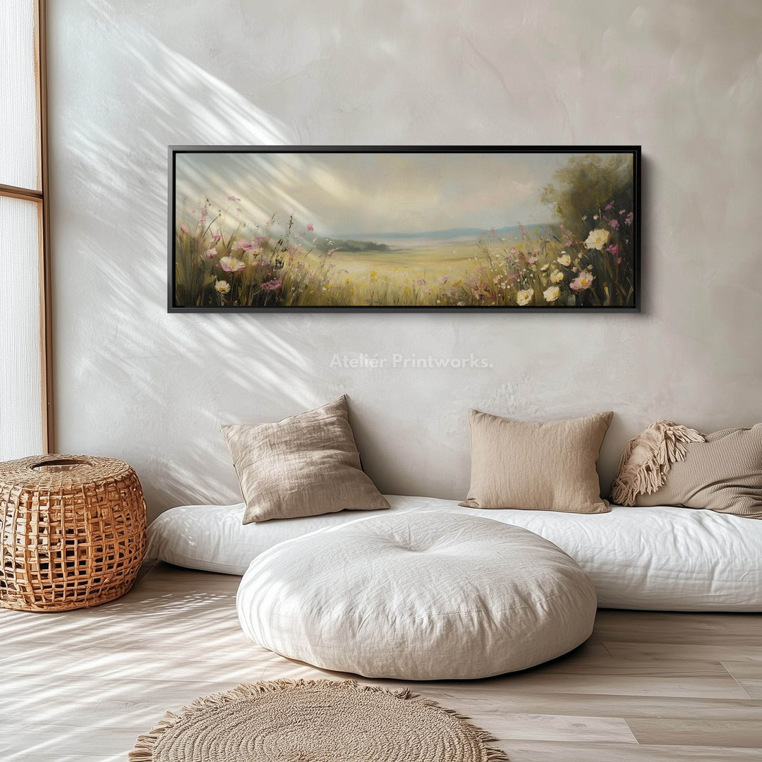 Framed Canvas Horizontal Narrow Wall Art Decor Wildflower Meadow - Atelier Printworks