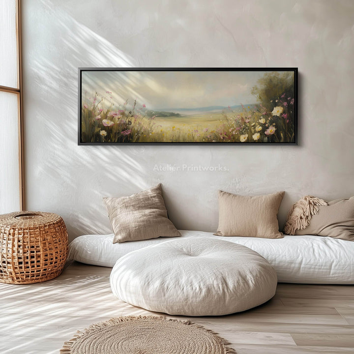 Framed Canvas Horizontal Narrow Wall Art Decor Wildflower Meadow - Atelier Printworks