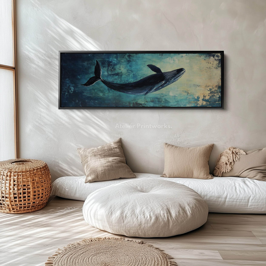Abstract Whale Long Horizontal Wall Art, Panoramic Wall Art Wide Wall Art - Atelier Printworks