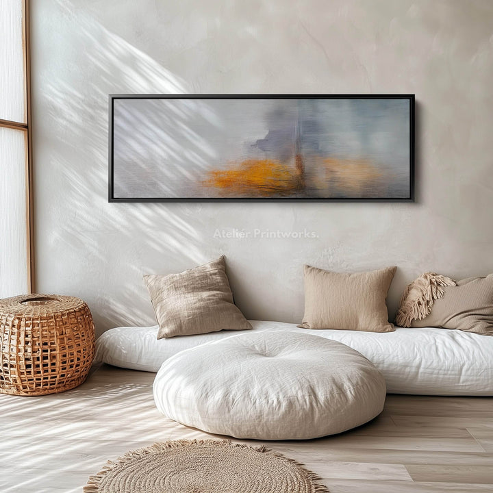Abstract Gray & Red Panoramic Large Framed Wall Decor - Atelier Printworks