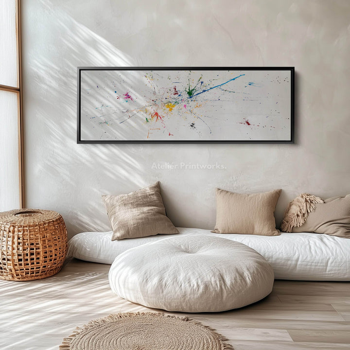 Abstract Splatter Above Bed Framed Canvas Wall Art - Atelier Printworks