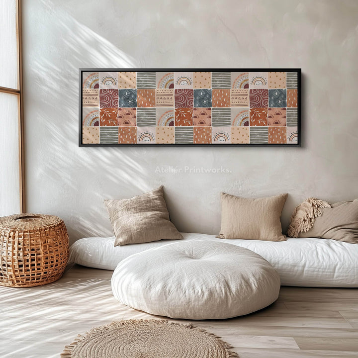 Horizontal Wall Art Muted Boho Pattern - Atelier Printworks