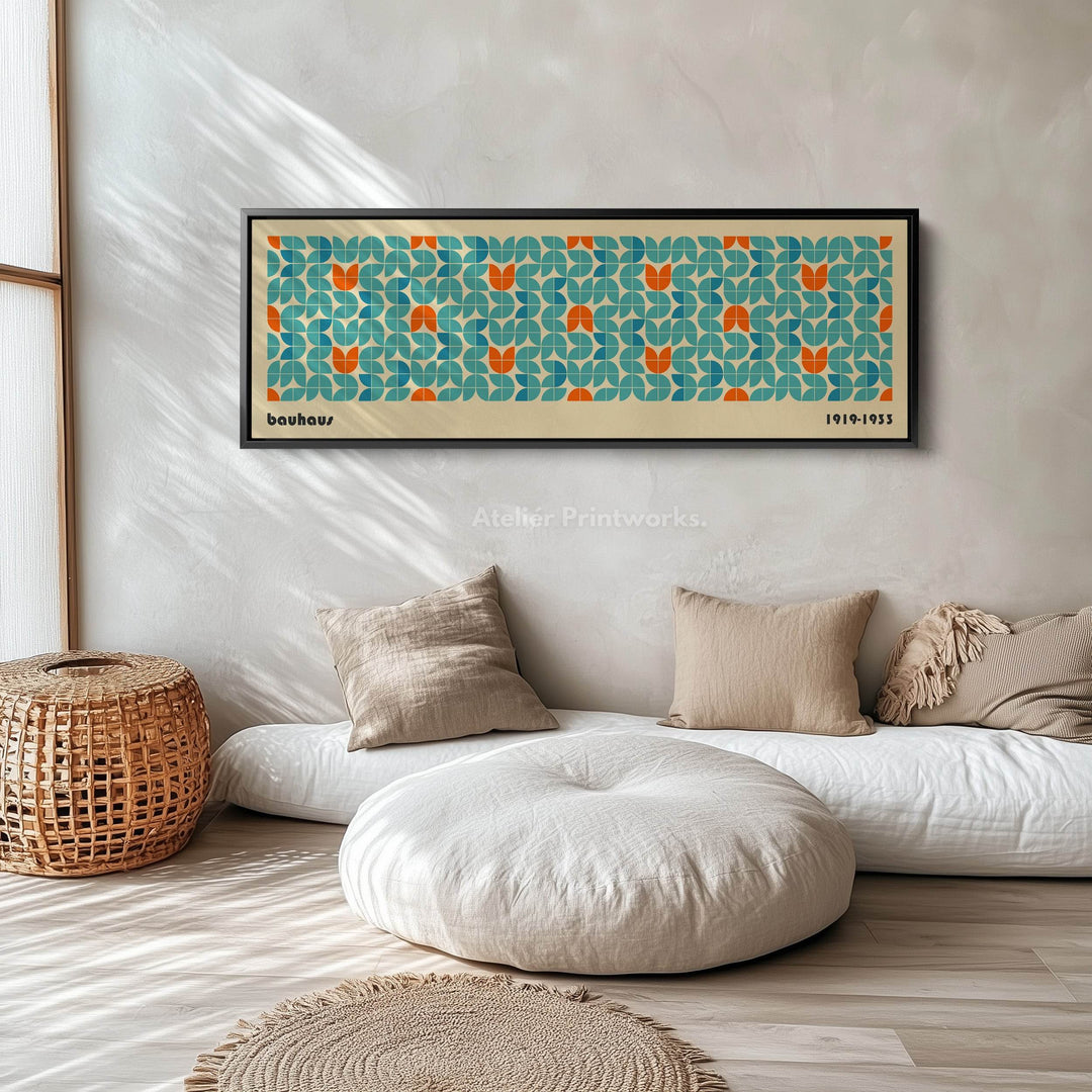 Horizontal Long Wall Art Beige Bauhaus Geometric - Atelier Printworks