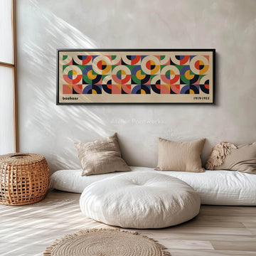 Horizontal Long Wall Art Beige Bauhaus Mid Century - Atelier Printworks