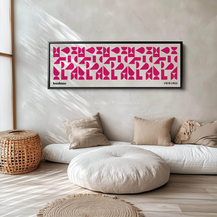Panoramic Above Bed Wall Art Pink Bauhaus Modern - Atelier Printworks