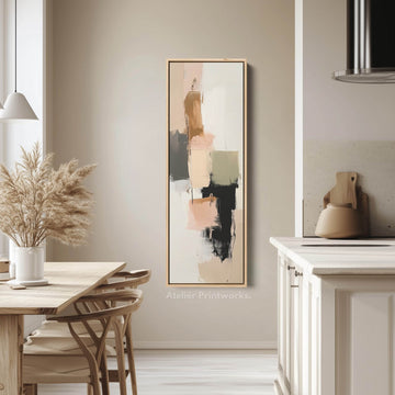 Minimalist Neutral Beige Abstract Vertical Wall Decor - Atelier Printworks