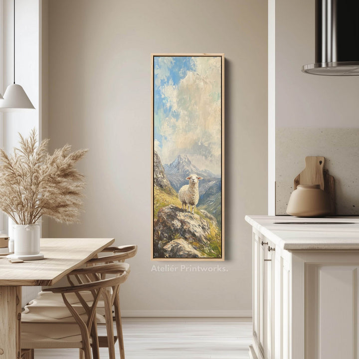 Sheep Picture Vertical Wall Art Canvas Skinny Artwork - Atelier Printworks