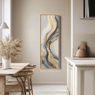 Gold & Gray Large Wall Canvas Long Vertical Wall Art - Atelier Printworks