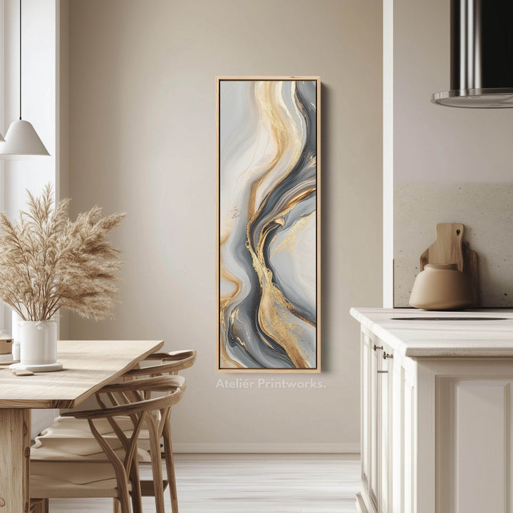 Gold & Gray Large Wall Canvas Long Vertical Wall Art - Atelier Printworks