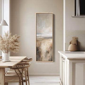 Beige Abstract Large Canvas Wall Decor - Vertical Long Narrow Wall Art - Atelier Printworks