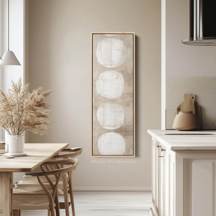Minimalist Beige & White Abstract Vertical Wall Decor Large Framed Canvas - Atelier Printworks