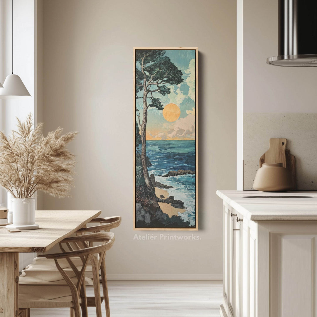 Coastal Big Framed Pictures Tall Narrow Vertical Wall Art - Atelier Printworks