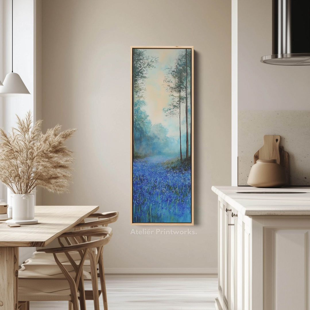 Vertical Long Wall Art Bluebell Forest Large Canvas Decor - Atelier Printworks