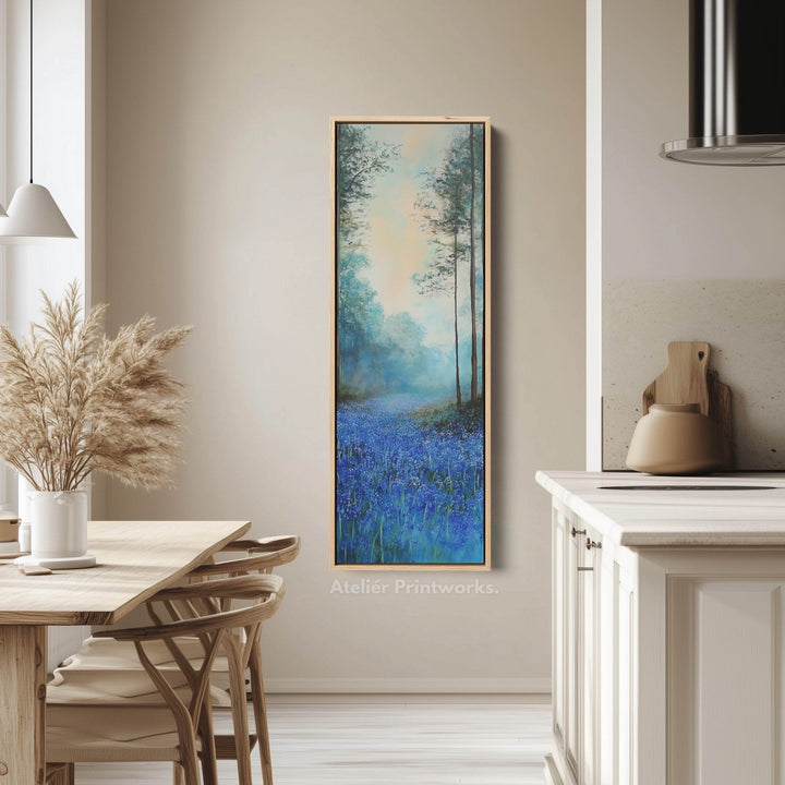 Vertical Long Wall Art Bluebell Forest Large Canvas Decor - Atelier Printworks