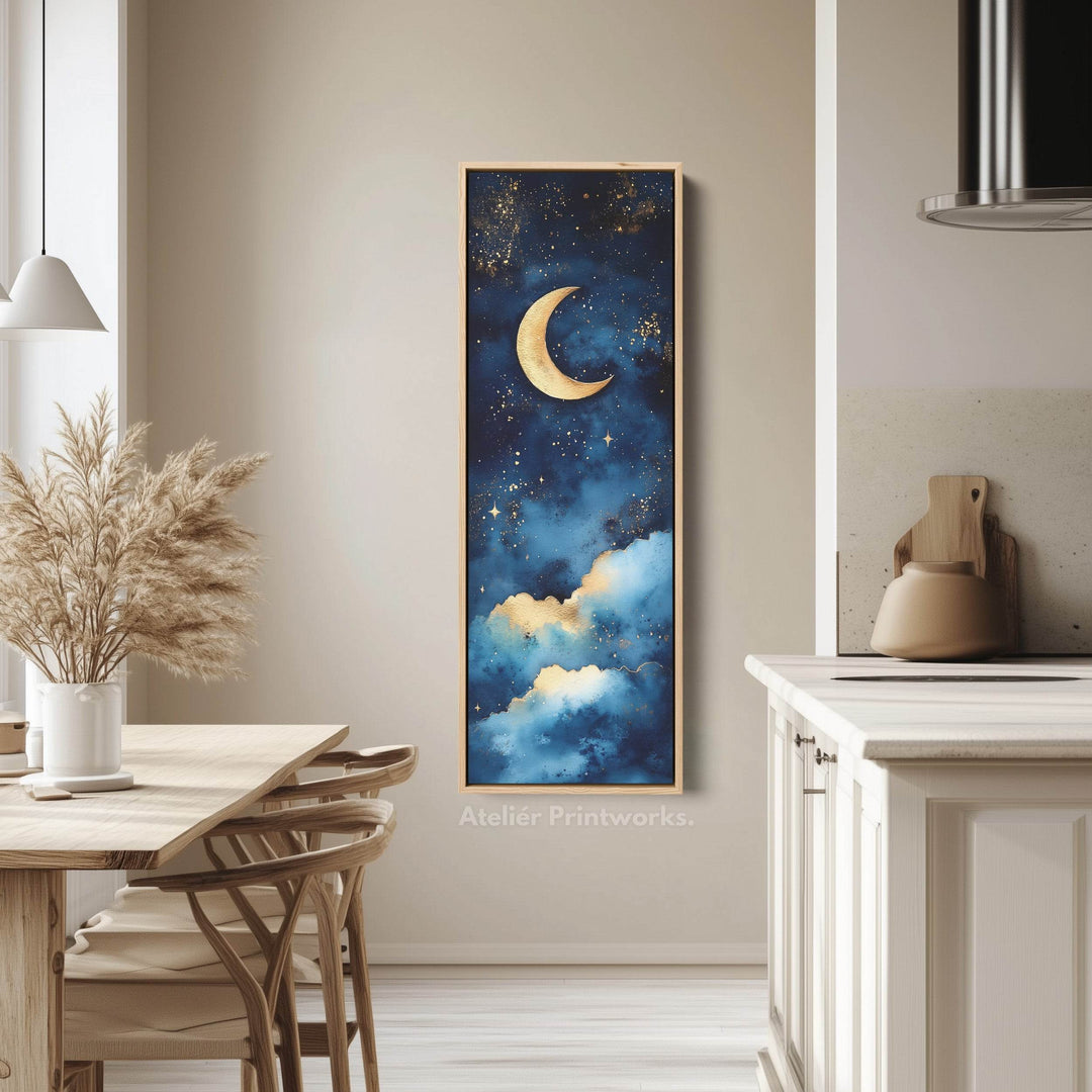 Starry Night Sky Wall Art Long Skinny Narrow Canvas Wall Art - Atelier Printworks