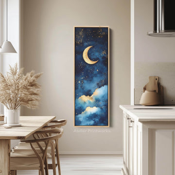 Starry Night Sky Wall Art Long Skinny Narrow Canvas Wall Art - Atelier Printworks