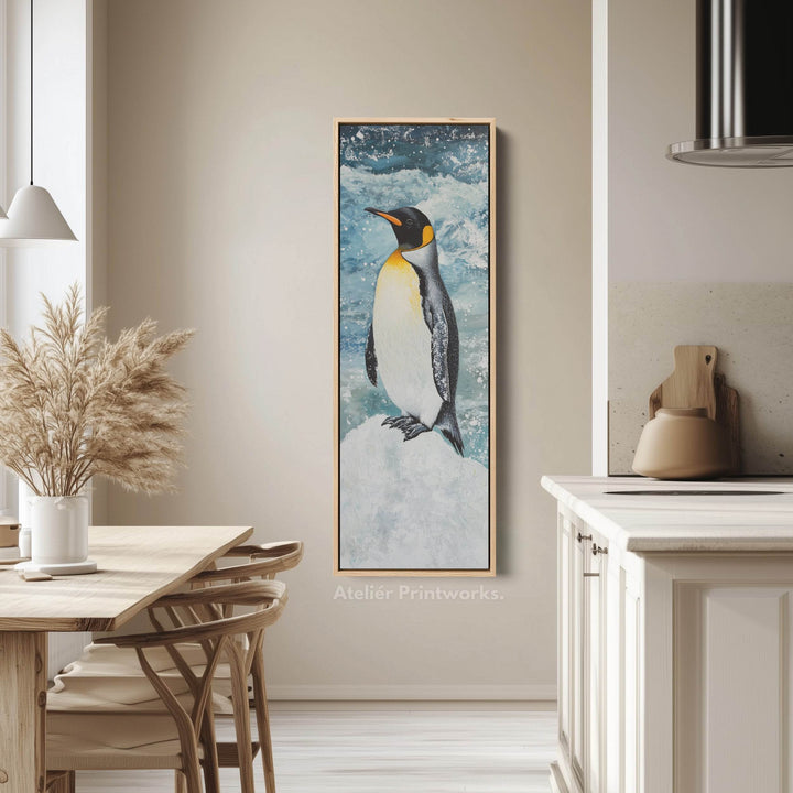 Emperor Penguin Long Narrow Vertical Large Canvas Wall Decor - Atelier Printworks