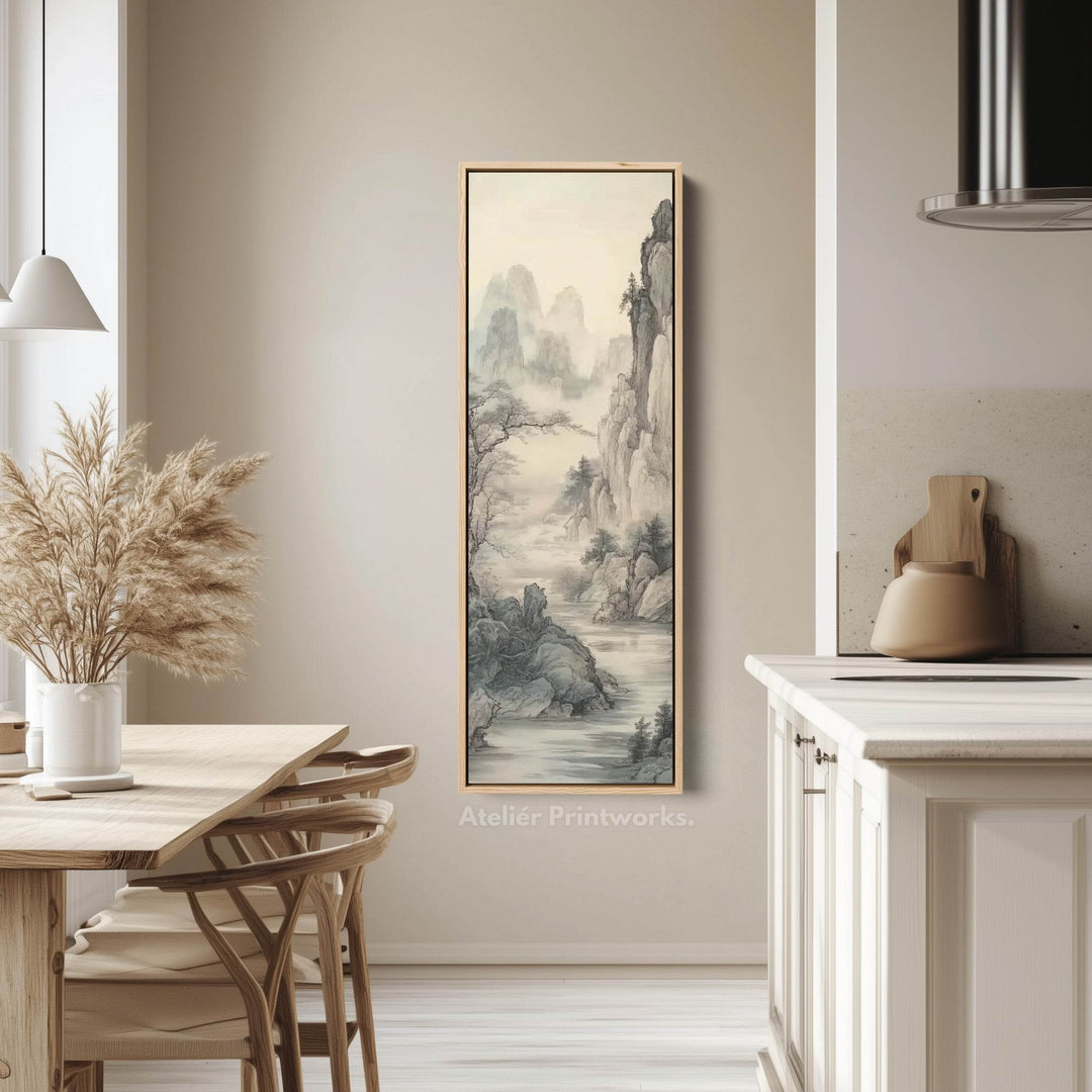 Chinese Landscape Long Narrow Vertical Wall Art Large Canvas Wall Decor - Atelier Printworks