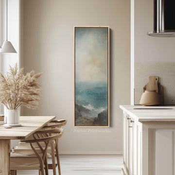 Long Canvas Wall Art Prints for bedroom Vintage Ocean Framed Vertical - Atelier Printworks