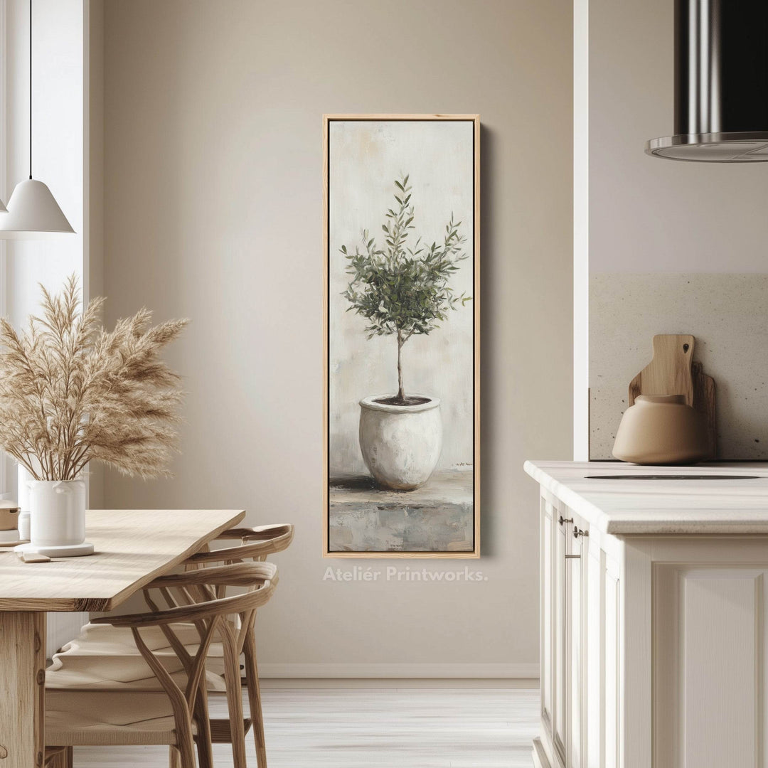 Rustic Olive Tree Long Narrow Vertical Wall Art Canvas - Atelier Printworks