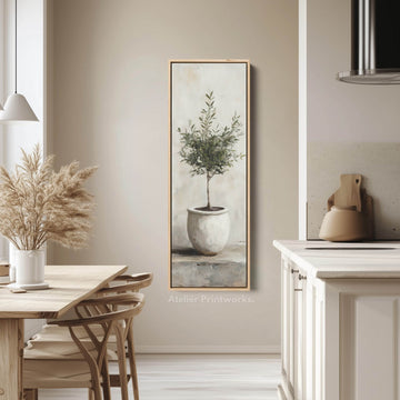 Rustic Olive Tree Long Narrow Vertical Wall Art Canvas - Atelier Printworks