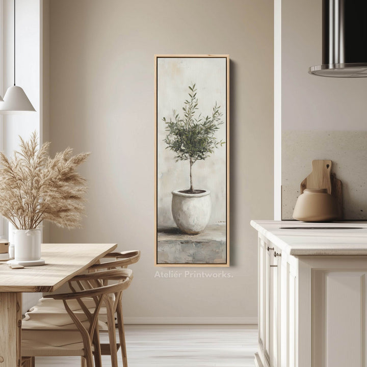 Rustic Olive Tree Long Narrow Vertical Wall Art Canvas - Atelier Printworks