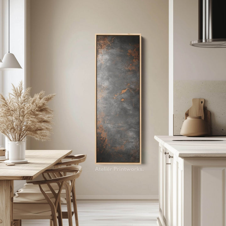 Gray Rustic Abstract Large Canvas Long Narrow Vertical Wall Art Decor - Atelier Printworks