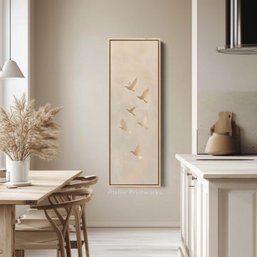 Beige & Gold Neutral Framed Canvas Wall Art For Living Room - Atelier Printworks