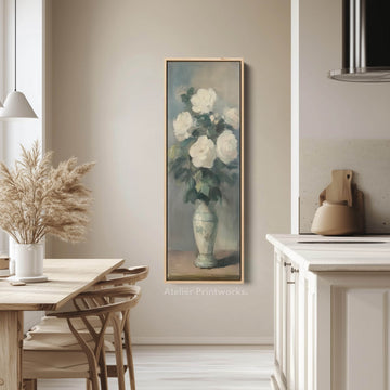 Vintage Roses Neutral Framed Canvas Wall Art For Living Room - Atelier Printworks