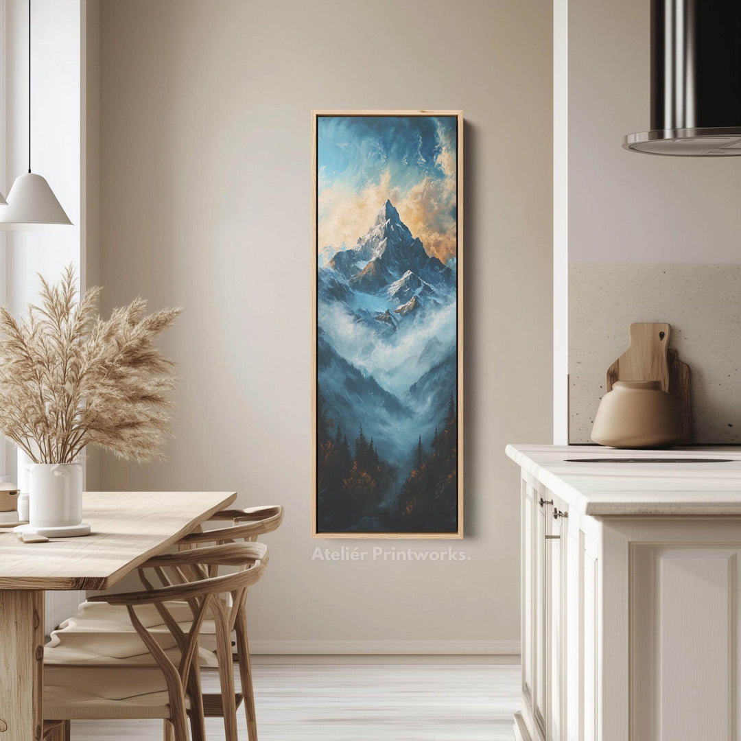 Mountain Landscape Long Narrow Framed Canvas Wall Art For Living Room - Atelier Printworks