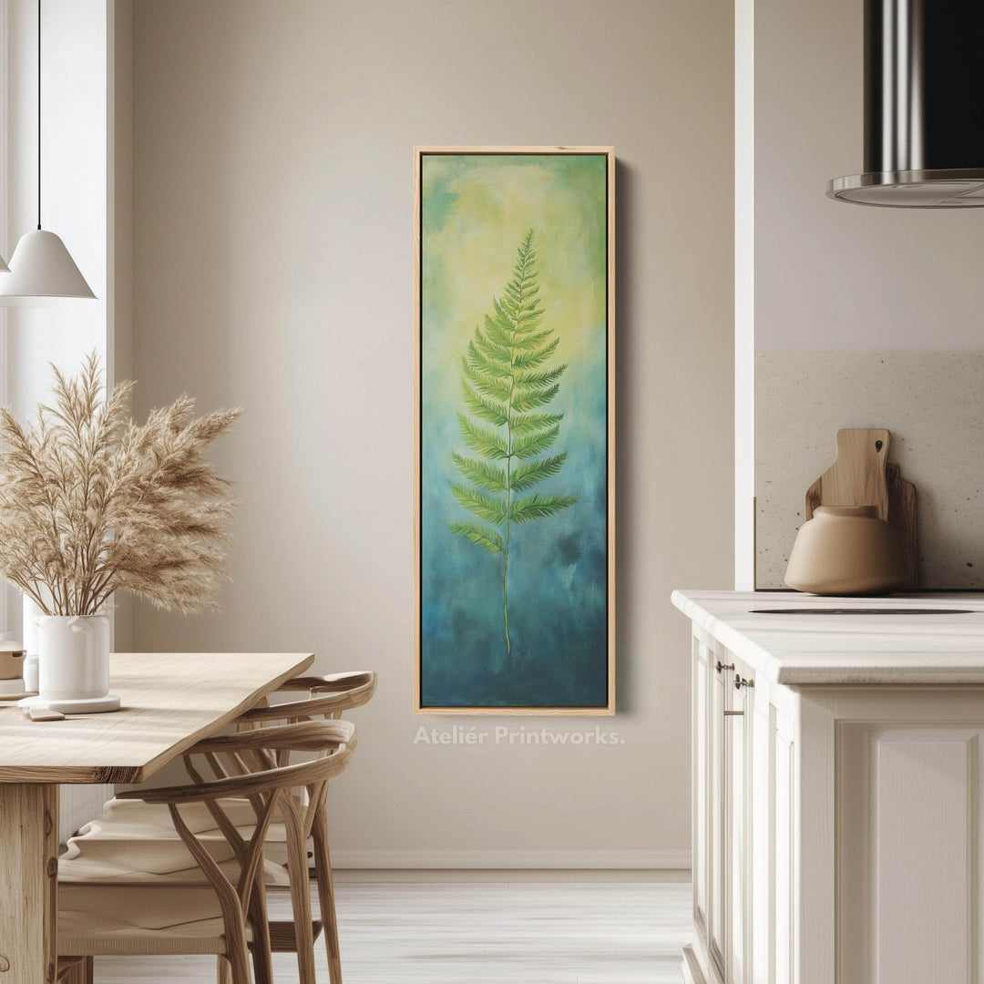 Fern Long Narrow Framed Canvas Wall Art For Living Room - Atelier Printworks