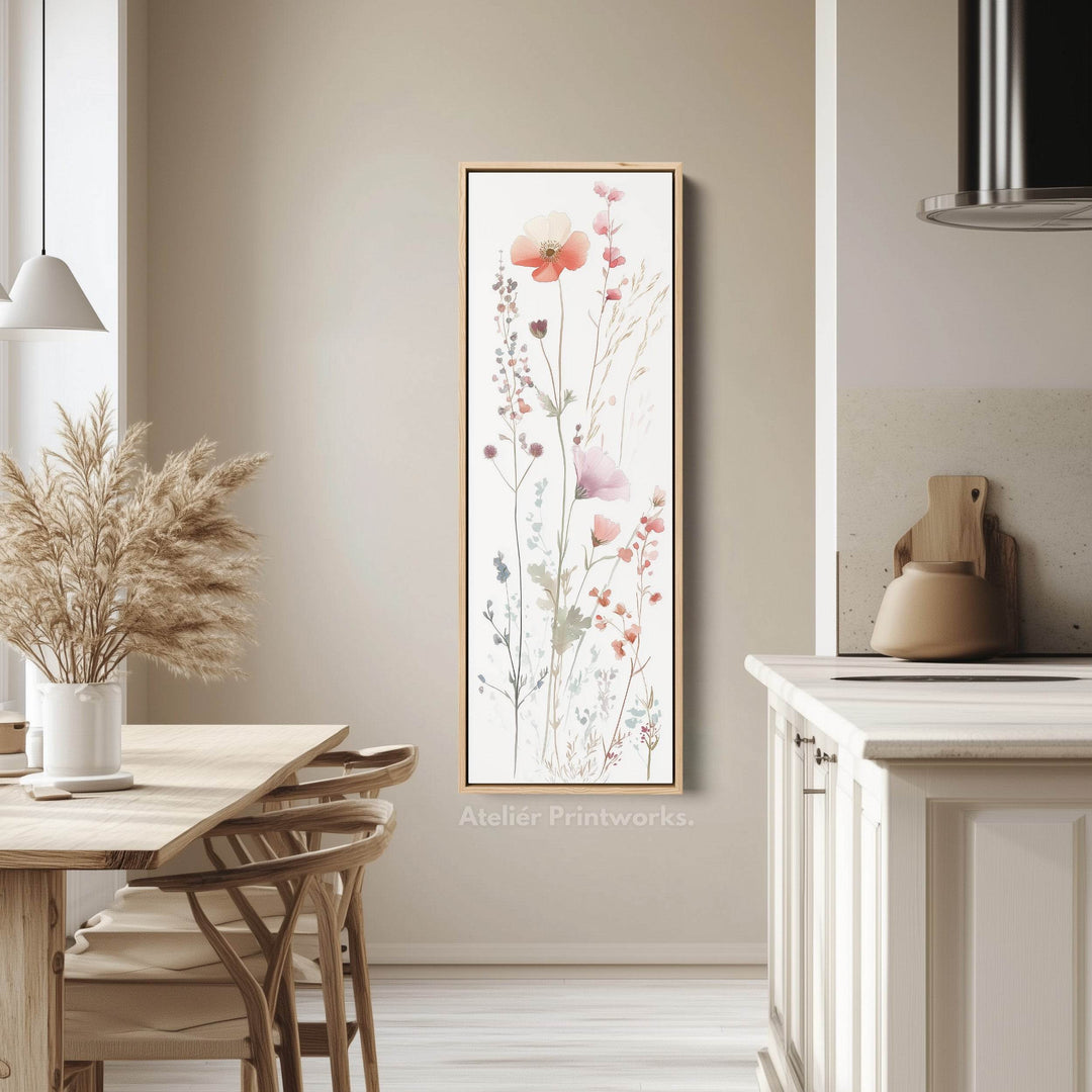 Wild Flower Long Tall Vertical Framed Canvas Wall Art - Atelier Printworks