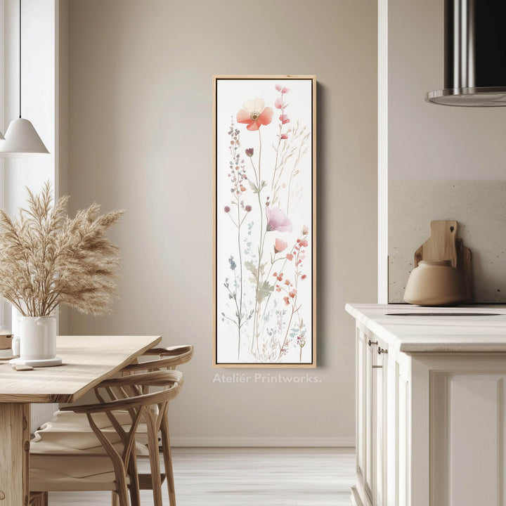 Wild Flower Long Tall Vertical Framed Canvas Wall Art - Atelier Printworks
