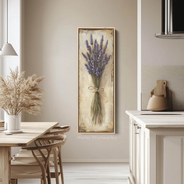 Kitchen Wall Art Long Vertical Framed Canvas Decor Lavender - Atelier Printworks