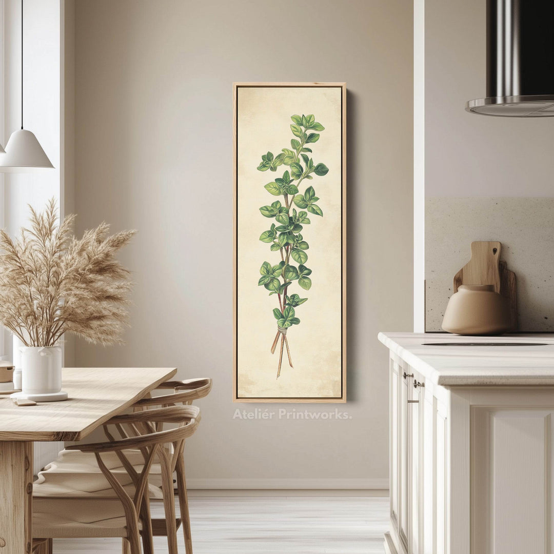 Kitchen Wall Art Marjoram Long Vertical Framed Canvas Decor - Atelier Printworks