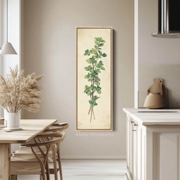 Kitchen Wall Art Marjoram Long Vertical Framed Canvas Decor - Atelier Printworks