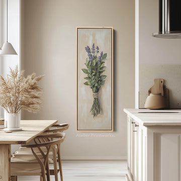 Cottagecore Kitchen Wall Art Long Vertical Framed Canvas Decor - Atelier Printworks