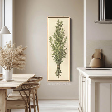 Rosemary Cottagecore Kitchen Wall Art Long Vertical Framed Canvas Decor - Atelier Printworks