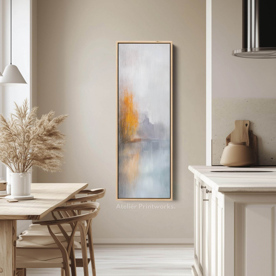 Abstract Grey & Orange Long Vertical Framed Canvas Wall Decor - Atelier Printworks