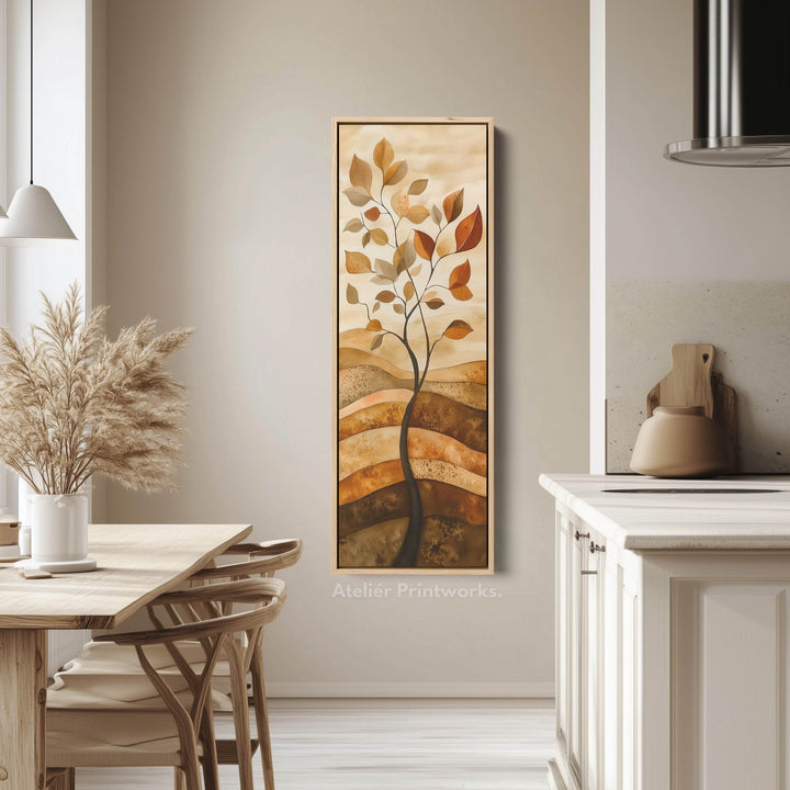 Vertical Abstract Tree Long Framed Canvas Decor - Atelier Printworks